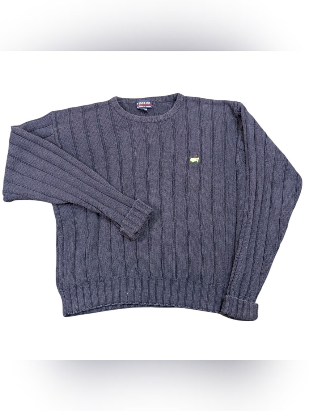 Twickers Masters Golf Tournament Navy Blue Shaker Ribbed Knit Pullover Sweater V